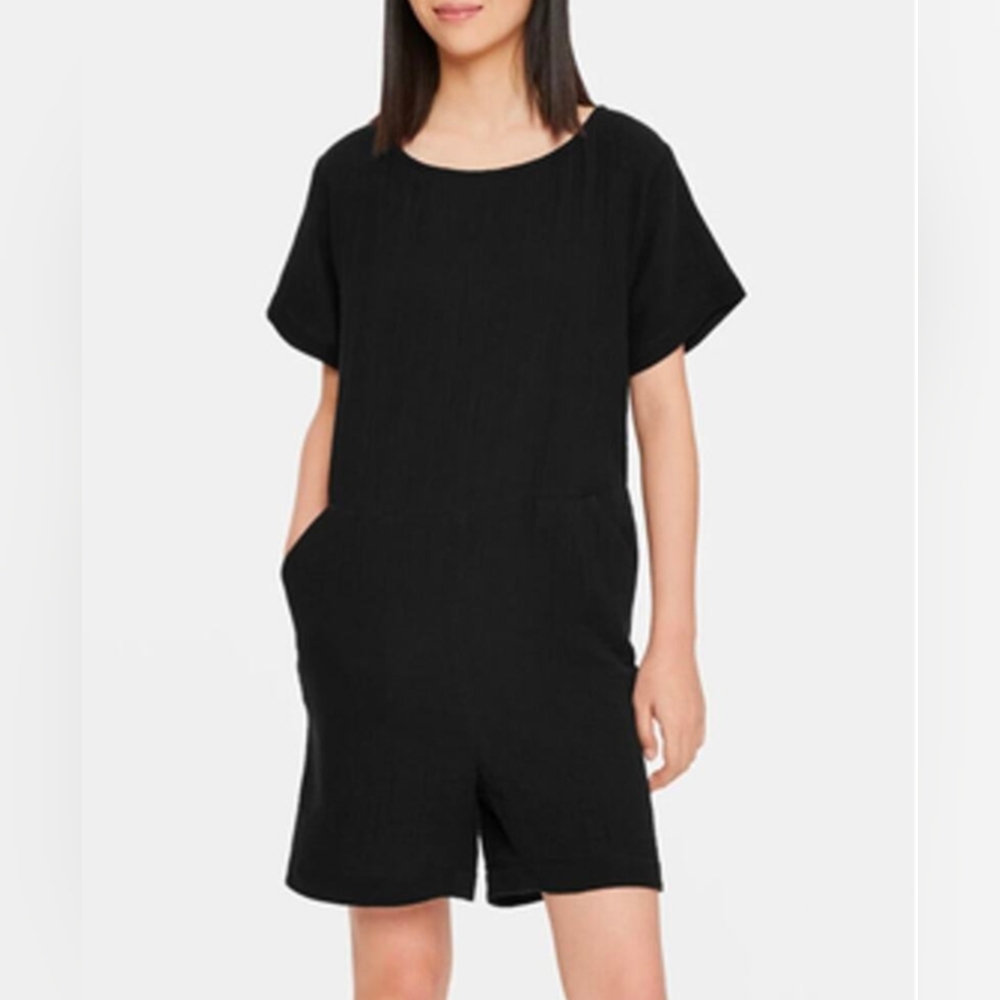 Eileen Fisher organic gauze cotton romper S